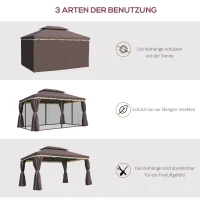 Outsunny Paviljoens Tuinpaviljoen 4x3m, Koffie + zwart(m-6)