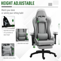 Vinsetto Racing Office Chair Recliner w/footrest Grey(m-6)