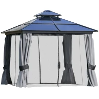 Outsunny Outdoor 3 x 3(m) Gazebo Cabana w/ Steel Frame & Net Sidewalls for Privacy(m-11)
