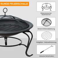 Outsunny Vuurschaal open haard vuurkorf voor houtskool met vonkbescherming rond(m-6)