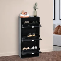 HOMCOM 6-Tier Tilting Tall Shoe Cabinet Rack Simple and Modern Storage Organization Entryway Hallway Furniture(m-9)
