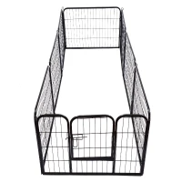 PawHut Puppy-uitloop ren buitenverblijf box puppy afrastering staal 2 groottes zwart(m-7)