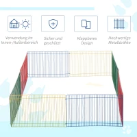 PawHut Auslauf für Kleintiere, 8 Elemente Laufstall Freilaufgehege, Metall, Bunt, 69 x 69 x 23 cm(m-7)