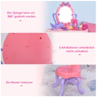 Toaletka dla dzieci toaletka z taboretem 5 melodyjek czujnik podczerwieni kolor różowy(m-6)