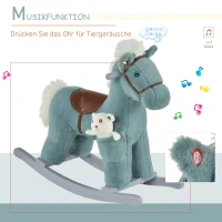HOMCOM hobbelpaard voor kinderen baby schommeldier hert met dierengeluiden speelgoed handgrepen voor 18-36 maanden pluche blauw 65 x 26 x 55 cm(m-7)