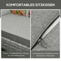 Outsunny ligbed poly rotan grijs 192 cm x 62,5 cm x 52,5 cm(m-5)