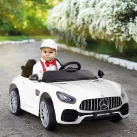HOMCOM Macchina Elettrica per Bambini con Licenza Ufficiale Mercedes-Benz Luci e Fanali Funzionanti Lettore di Musica MP3(m-4)