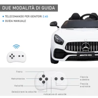 HOMCOM Macchina Elettrica per Bambini con Licenza Ufficiale Mercedes-Benz Luci e Fanali Funzionanti Lettore di Musica MP3(m-7)
