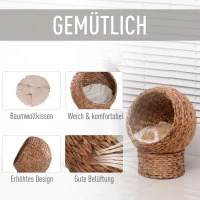 PawHut kattenmand rotan kattennest kattenbed met kussen huisdierbed bruin(m-5)