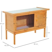 PawHut Konijnenhok konijnenkooi haas kleine dierenhok konijnenstal hout 90 x 45 x 65 cm(m-3)