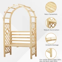Łuk różany z ławką ławka różana pergola trellis ławka ogrodowa lite drewno naturalne Outsunny®(m-6)