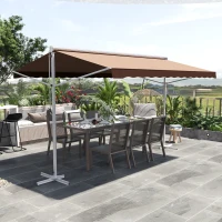 Outsunny Standmarkise Markise 4,5 x 3,4m Terrassenüberdachung Gartenmarkise mit Faltarm Kurbel Terrasse Braun Alu Metall(m-2)