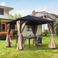 Outsunny Tuintent paviljoen partytent vouwtent waterdicht met 4 dubbele zijwanden(m-10)