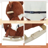 HOMCOM Schommelpaard pluche schommeldier paard liedjes speelgoed kinderen babyschommel(m-7)