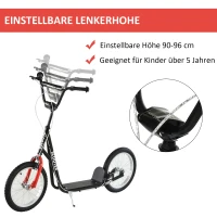 HOMCOM Step scooter stadsscooter kinderen luchtbanden verstelbare step aluminium wit(m-4)