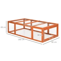 PawHut Konijnenhok konijnenkooi met buitenverblijf kleine dierenhok massief hout oranje(m-3)