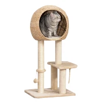 kattenboom krabpaal kitten meubel met kattengrot sisal zacht pluche beige(m-10)