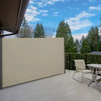 Outsunny Seitenmarkise, Sicht- und Sonnenschutz, Seitenrollo, Polyester, Beige, 3 x 1,8 m(m-10)