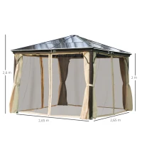 Outsunny Paviljoen tuinpaviljoen aluminium partytent tuintent muggengaas pc-dak 3 x 3 m(m-3)