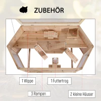 PawHut KLATKA DLA CHOMIKÓW, DOMEK DLA GRYZONI MYSZY, DREWNO JODŁOWE(m-4)