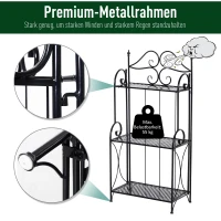 Półka na rośliny regał ogrodowy na kwiaty kwietnik 3 półki metal czarny Outsunny(m-5)