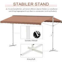 Outsunny Standmarkise Markise 4,5 x 3,4m Terrassenüberdachung Gartenmarkise mit Faltarm Kurbel Terrasse Braun Alu Metall(m-6)