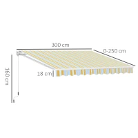 Outsunny Luxe Knikarm Zonnescherm voor Balkon en Terras, Handkruk, Weerbestendig, Geel en Beige(m-3)