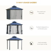 Outsunny Outdoor 3 x 3(m) Gazebo Cabana w/ Steel Frame & Net Sidewalls for Privacy(m-4)