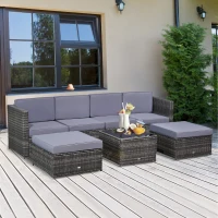 Outsunny 7-delig Tuinmeubelen poly-rotan zitgroep tuinset sofaset lounge(m-2)
