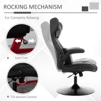 Vinsetto Swivel Video Game Chair Rocker Racing Style Office lesuire Chair Ergonomic Rocking Office Chair with Pedestal Base, Adjustable Armrest and Headrest(m-6)
