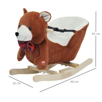 HOMCOM Schommelpaard pluche schommeldier paard liedjes speelgoed kinderen babyschommel(m-3)