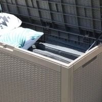 Outsunny® Rattan Kissenbox Auflagenbox Gartenbox mit Kissen Garten Metall PP 8 Hellbraun(m-8)