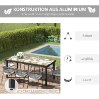 Outsunny tuintafel voor 8 personen, aluminium 190c mx 90cm x 74cm(m-5)