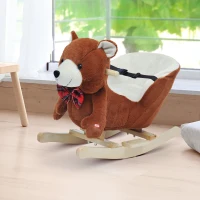 HOMCOM Schommelpaard pluche schommeldier paard liedjes speelgoed kinderen babyschommel(m-2)