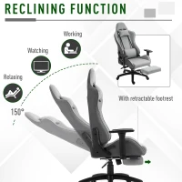 Vinsetto Racing Office Chair Recliner w/footrest Grey(m-7)