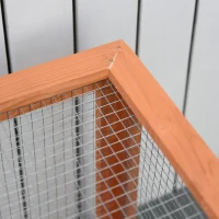 PawHut Konijnenhok konijnenkooi met buitenverblijf kleine dierenhok massief hout oranje(m-8)