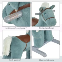 HOMCOM hobbelpaard voor kinderen baby schommeldier hert met dierengeluiden speelgoed handgrepen voor 18-36 maanden pluche blauw 65 x 26 x 55 cm(m-6)