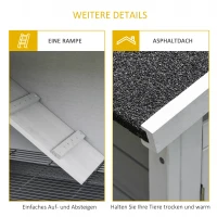 PawHut konijnenhok 2 verdiepingen design konijnenhok caviahok konijnenhok klein dier met 1 antislip helling dennenhout metaal lichtgrijs + wit + zwart 121,5 x 57 x 104,5 cm(m-7)