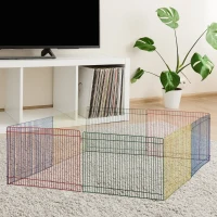 PawHut Ren voor kleine dieren 8 elementen hamsterafrastering box ren metaal(m-10)