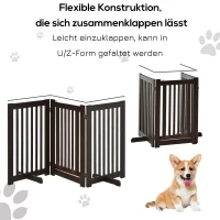 PawHut Afschermhek voor honden deurafscherming veiligheidshek MDF, donkerbruin(m-4)