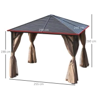 Outsunny Tuintent paviljoen partytent vouwtent waterdicht met 4 dubbele zijwanden(m-3)