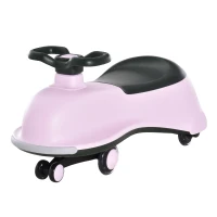 HOMCOM Rutscherauto Bobbycars Rutscher Kinderfahrzeug 5 PU-Blitzräder Kinderauto mit Aufbewahrungsbox  für Kinder von 18 bis 72 Monaten Rosa+Schwarz 77x34x35 cm(m-11)