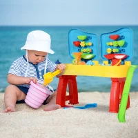 HOMCOM Kinderen zandspeelgoed zandbaktafel met 31 stuks. Accessoires speeltafel 3 jaar PP(m-10)