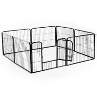 PawHut Puppy-uitloop ren buitenverblijf box puppy afrastering staal 2 groottes zwart(m-10)