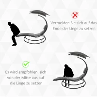 Schommelstoel schommelbank relaxligstoel met daktuin balkon kantoor donkergrijs(m-5)