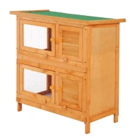 Klatka dla królików miniaturowych PawHut dwupiętrowa 90 cm x 45 cm x 90 cm odporna na warunki atmosferyczne drewno jodłowe(m-11)