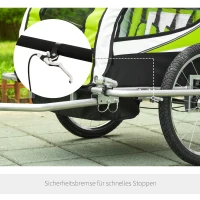 HOMCOM PRZYCZEPA DO ROWERU JOGGER 2W1 360° 2 DZIECI zielono-czarna(m-5)