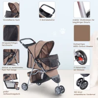 PawHut WÓZEK SPACEROWY DLA PSA TRANSPORTER brązowy(m-5)