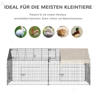 PawHut buitenverblijf buitenren konijnenhok met zonwering metaal beige 220x103x103 cm(m-6)