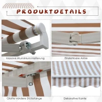 Markiza Outsunny z korbą ręczną, markiza z przegubowym ramieniem, osłona przeciwsłoneczna, montaż ścienny, balkon, aluminiowa kolor beżowy 3 x 2,5 m z korbą ręczną markiza z ramieniem przegubowym osłona przeciwsłoneczna balkon(m-6)